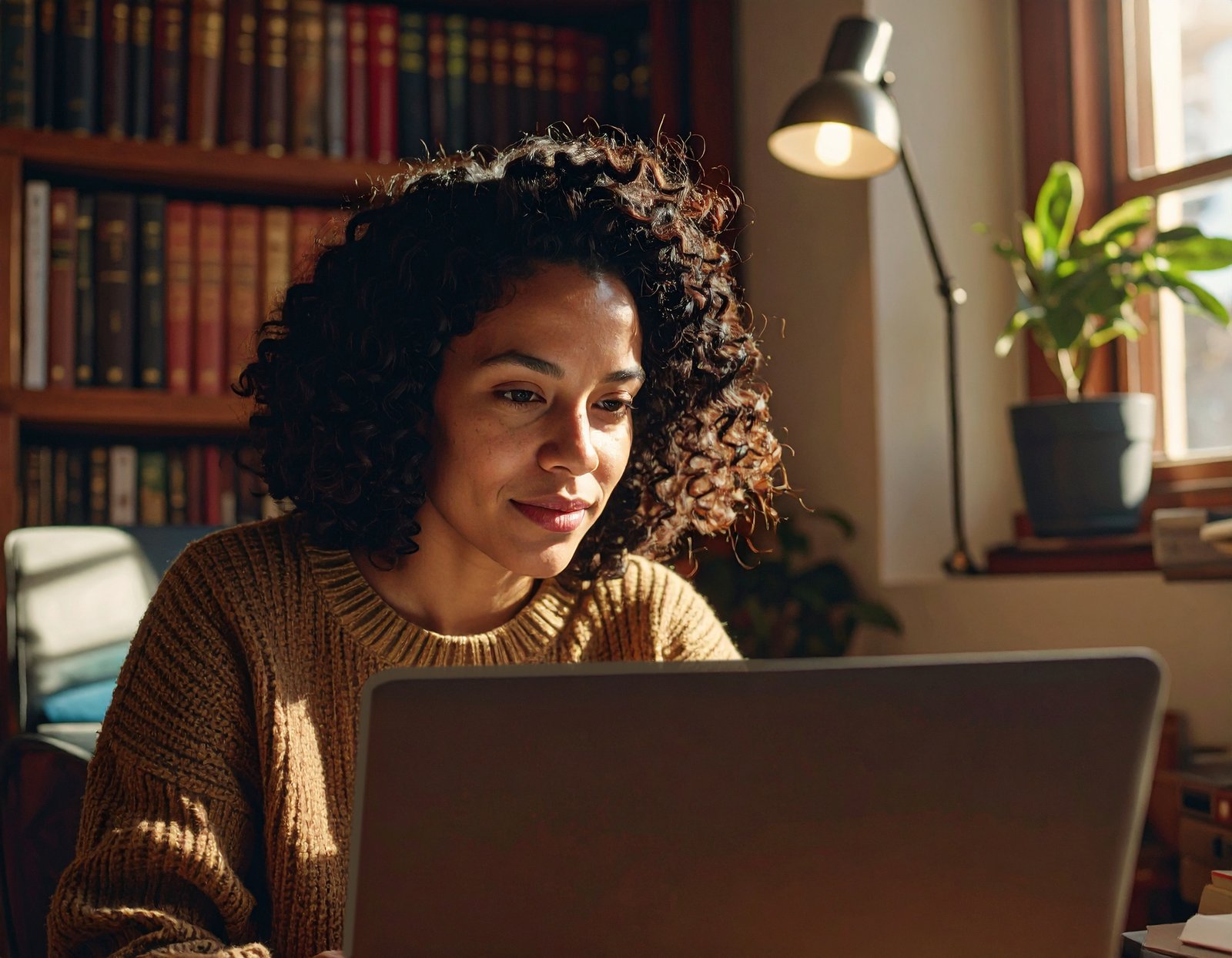 Woman reading a breast cancer support website