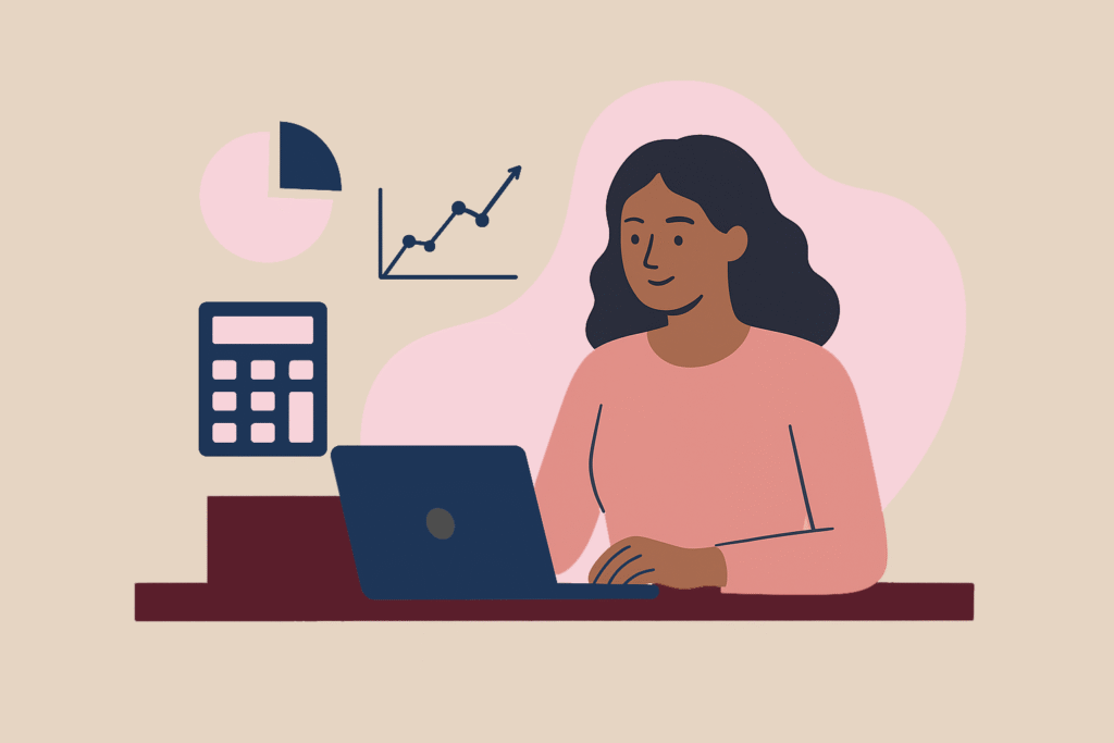 Woman using online breast cancer risk calculator